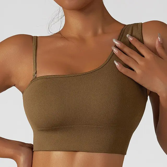Oblique Shoulder breathable Yoga Top